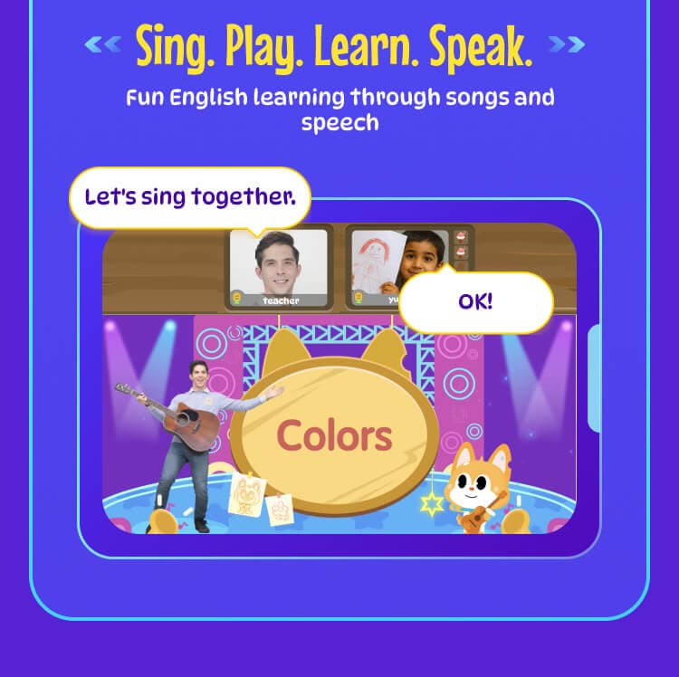 Sing. Play. Learn. Speak. Fun English learning through songs and speech.